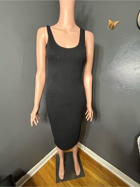 Black Sleeveless Bodycon Midi Dress - Classic Tank Style